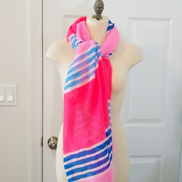 Hollister Pink & Blue Shawl Scarf Cover Up - Picture 3 of 7